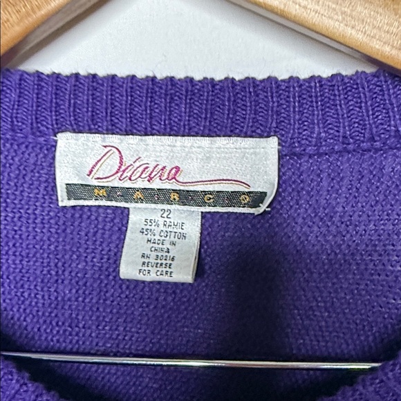 Vintage Diana Marco 1980’s purple embroidered sequin beaded sweater sz 22 Large - Picture 3 of 7